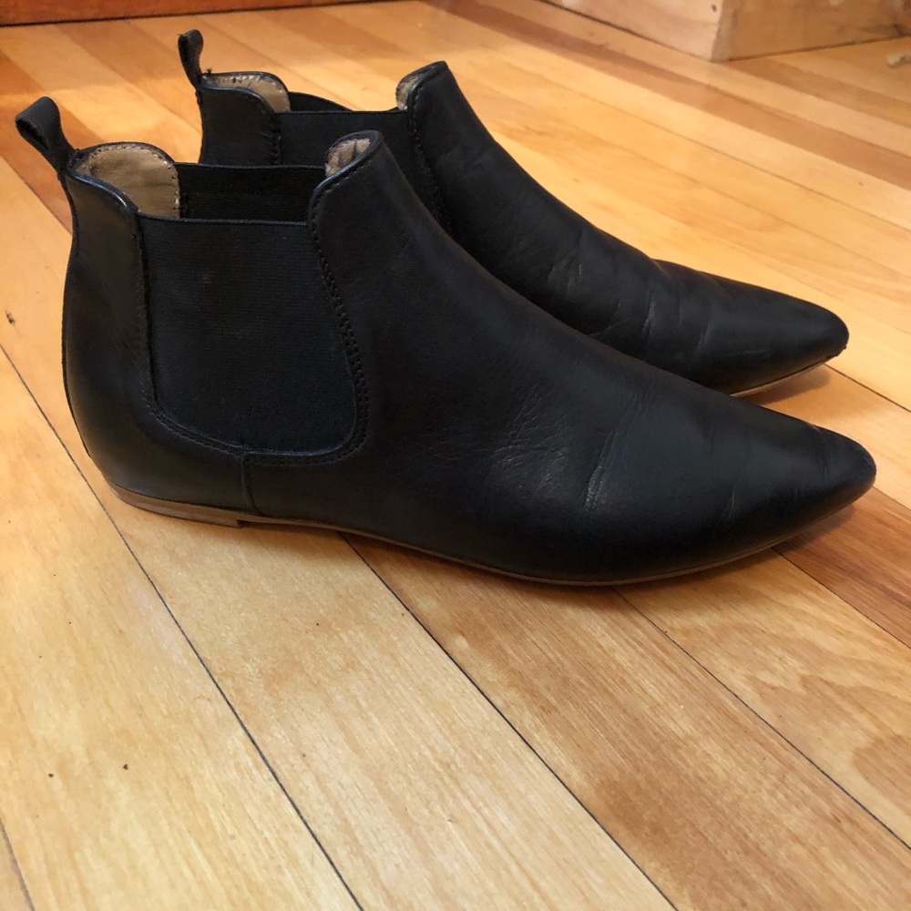 black leather ankle boots